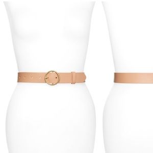 Camel Circle Buckle Leather Belt